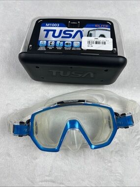 TUSA M-1003 Freedom Elite Scuba Dive Mask Fishtail Blue Single Lens with Case